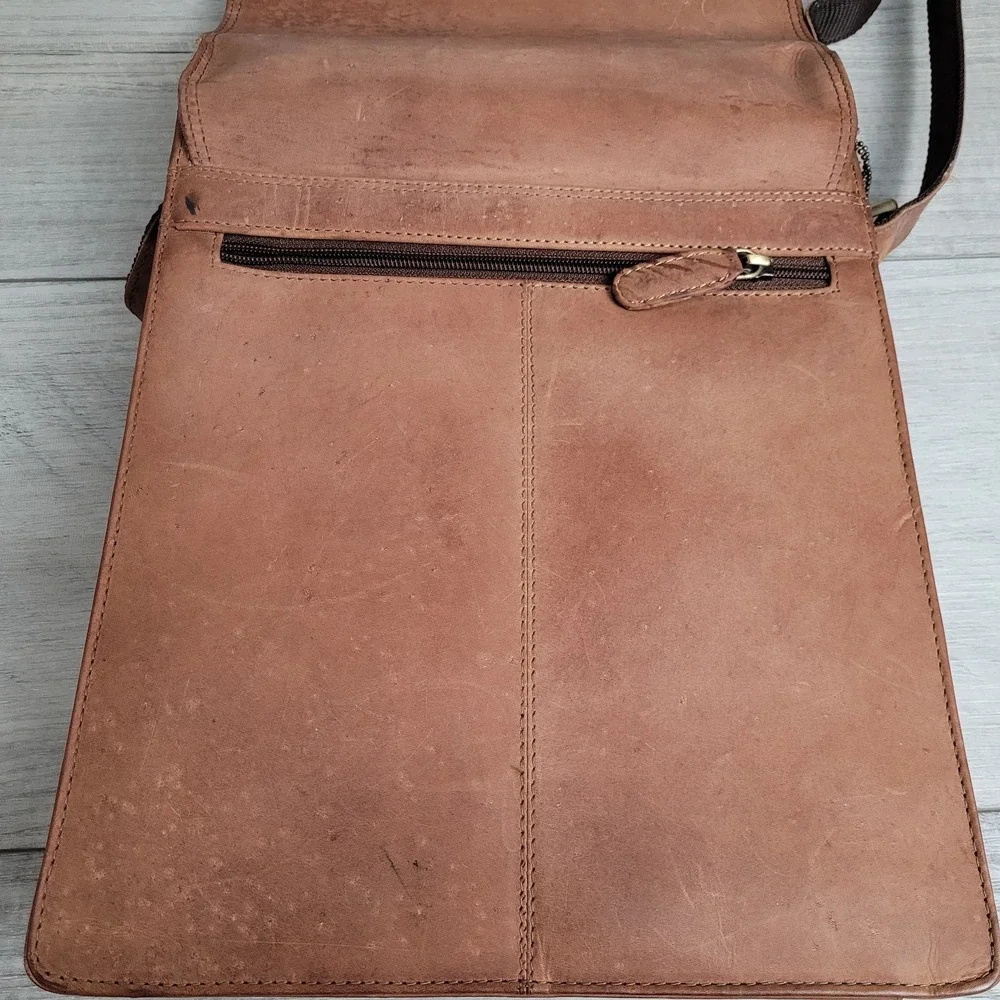 Leabags Messenger Bag 100% Leather‎ Shoulder Strap Flap Brown 12x10